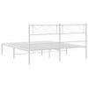 vidaXL Metal Bed Frame White Powder-Coated Steel Full Bed Frame