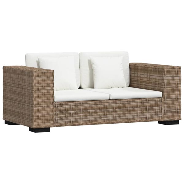 vidaXL Sofa Set Natural rattan with cream cushions