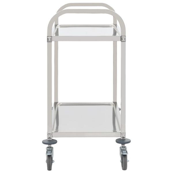 vidaXL 2-Tier Kitchen Trolley 38"x21.7"x35.4" Stainless Steel