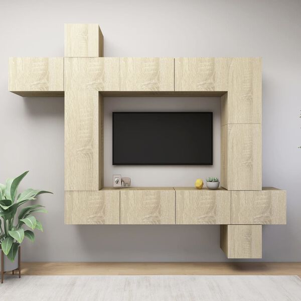 vidaXL TV Cabinet Set 9 Pieces Sonoma Oak Engineered wood