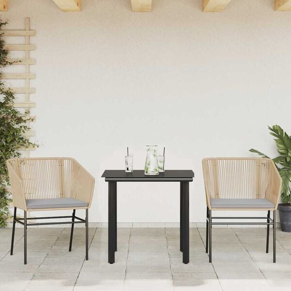 vidaXL Garden Dining Set Brown PE Rattan 3 Piece Set