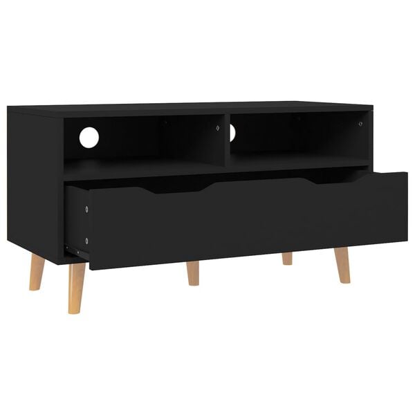 vidaXL TV Cabinet Black Engineered wood Medium TV Cabinet Rectangular