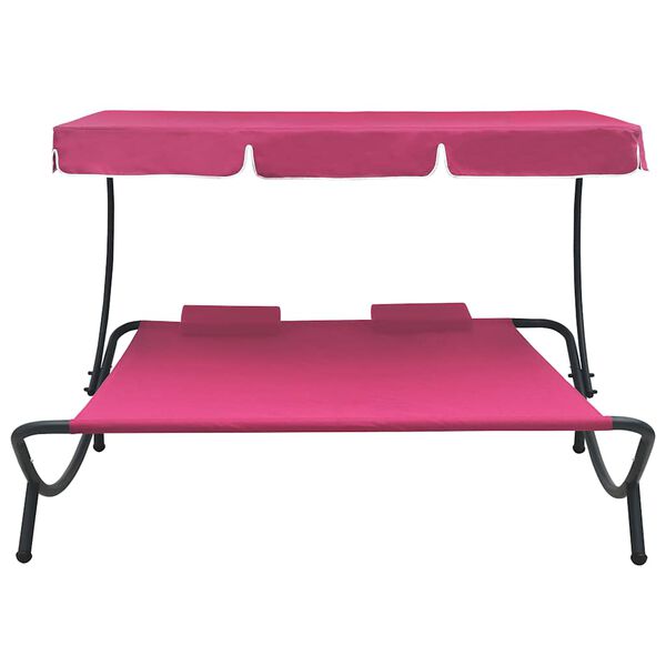 vidaXL Lounge Bed Pink Oxford fabric, Powder-coated steel Double Durable
