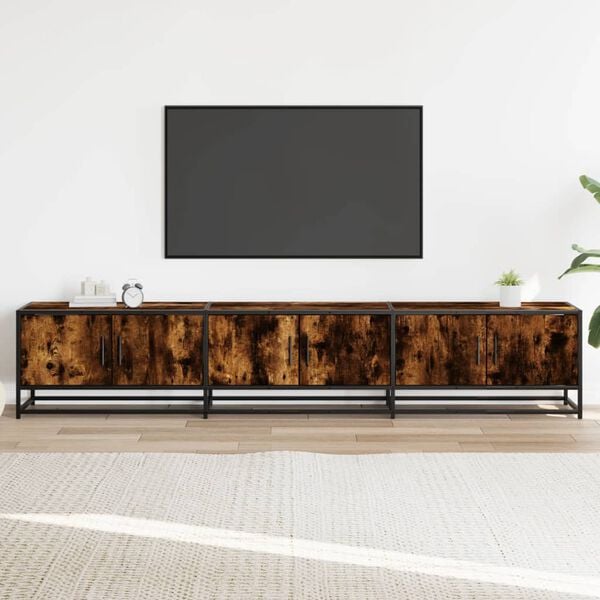 vidaXL TV Cabinet Smoked Oak Engineered wood, metal 82.7 in long