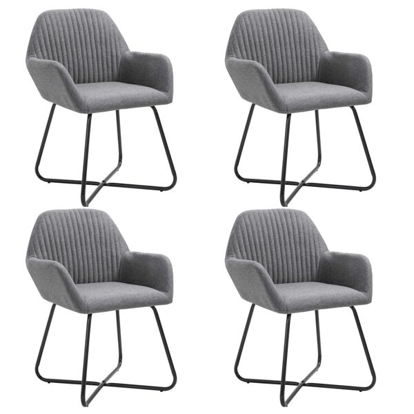 vidaXL Dining Chair Set of 4 Dark Grey Fabric and powder-coated steel