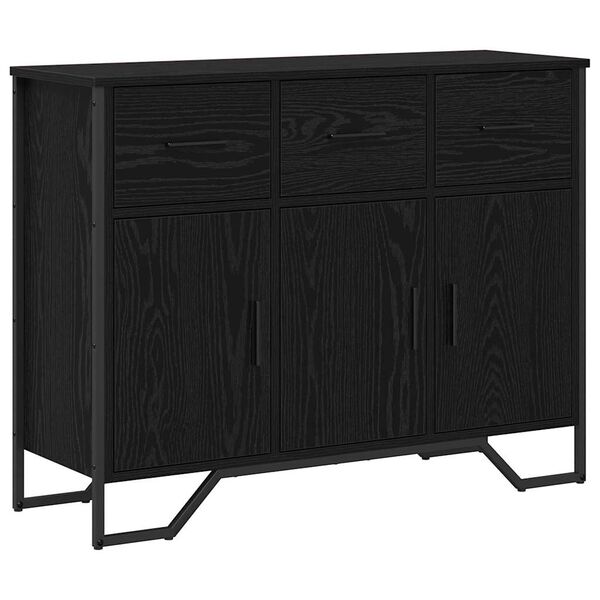 vidaXL Sideboard with Drawer Black Oak 38.19 x 12.80 x 29.33 in