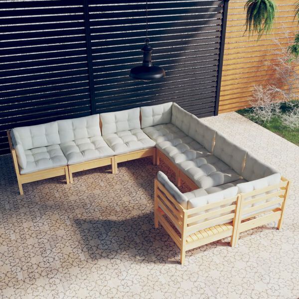 vidaXL Garden Lounge Set Cream Solid pinewood, fabric (100% polyester)