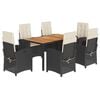 vidaXL Garden Dining Set Black PE rattan 7 Piece Adjustable Feet