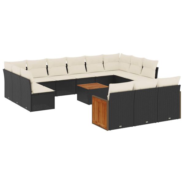 vidaXL Garden Sofa Set Black, Cream White