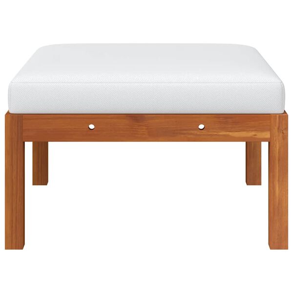 vidaXL Footstool Cream white cushion, Natural wood Solid Acacia wood