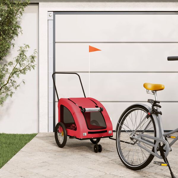 vidaXL Pet Bike Trailer Red Oxford Fabric 53.9 x 26.8 x 28.3 in