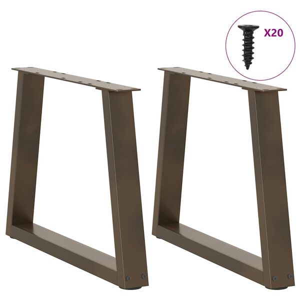 vidaXL Dining Table Leg Set of 2 Natural Steel Powder-Coated Steel