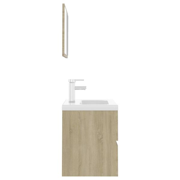 vidaXL Bathroom Furniture Set Sonoma oak, White Engineered wood, Ceramic