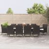 vidaXL 11 Piece Patio Dining Set with Cushions Black Poly Rattan
