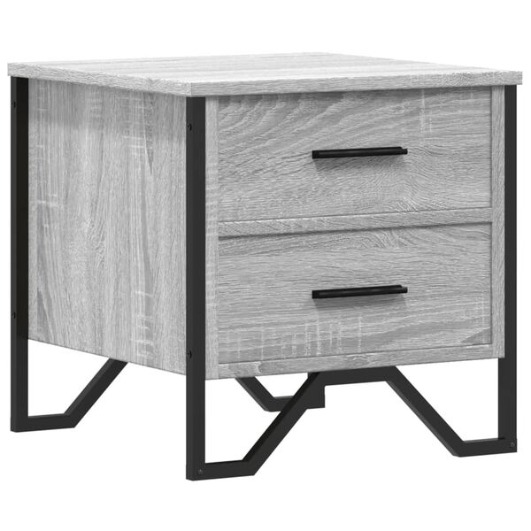 vidaXL Bedside Cabinet Grey Sonoma Engineered Wood & Metal Medium