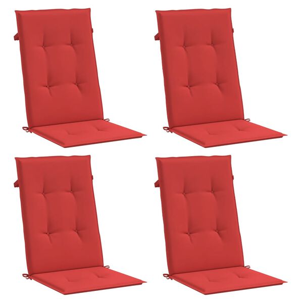 vidaXL Highback Chair Cushion Set of 4 Red 100% Polyester