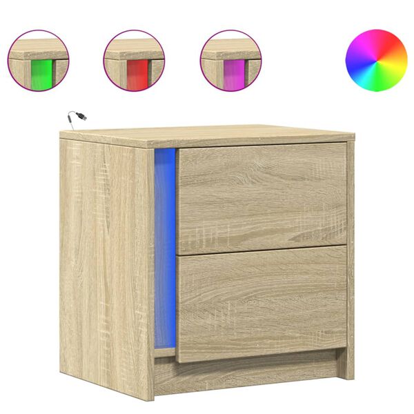 vidaXL Bedside Cabinet Set of 2 Sonoma oak Engineered wood Medium