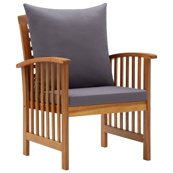 vidaXL Garden Lounge Set Dark grey, Natural wood Solid Acacia Wood Medium