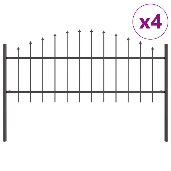 vidaXL Garden Fence 4 pcs Grey 170 x 140 cm Powder-Coated Steel