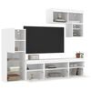 vidaXL TV Wall Unit White Engineered wood, glass