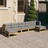 vidaXL Garden Lounge Set Natural wood, Gray cushions