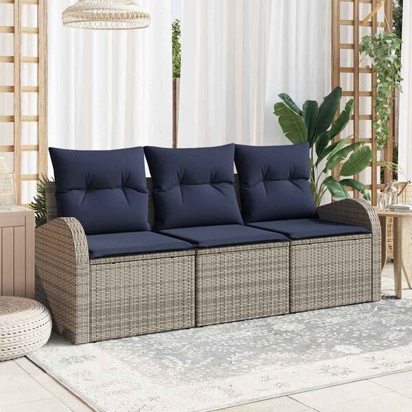 vidaXL Garden Sofa Set Grey Poly Rattan