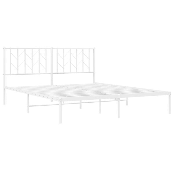vidaXL Bed Frame White Steel Full Bed Frame Rectangular Traditional