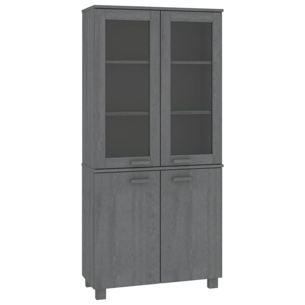 vidaXL Highboard Set of 2 Dark Grey Solid pine wood, MDF, glass