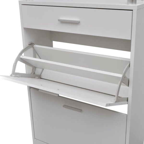 vidaXL Shoe Cabinet White Engineered Wood Medium Shoe Cabinet