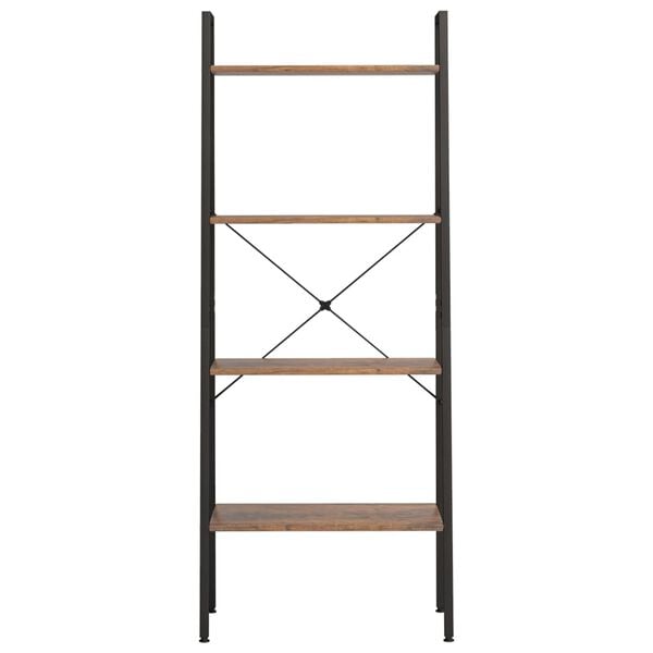 vidaXL Standing Shelf Dark brown and black Engineered wood, steel Medium