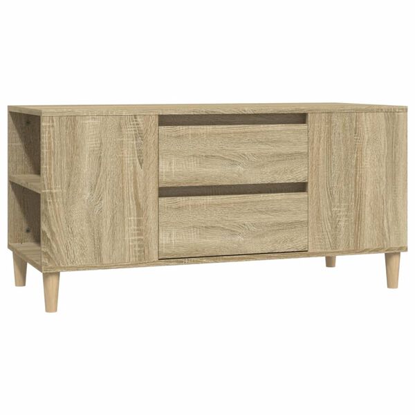 vidaXL TV Cabinet Sonoma oak Engineered wood, solid eucalyptus wood Medium