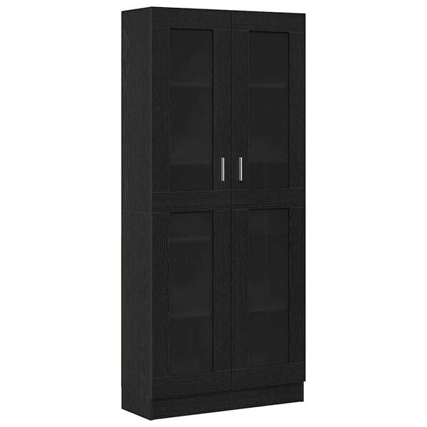 vidaXL Book Cabinet Black oak 32.48 x 12.01 x 72.83 in Engineered Wood