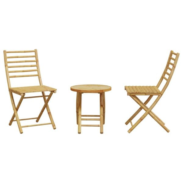 vidaXL Bistro Set Natural Bamboo Bamboo Compact Foldable Bistro Set