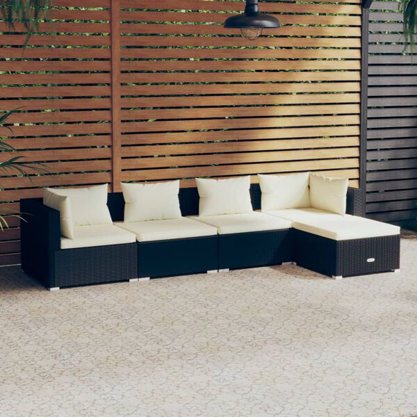 vidaXL Garden Lounge Set Black, Cream