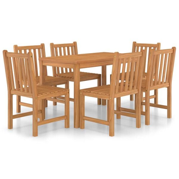 vidaXL 7 Piece Garden Dining Set 47.2" x 27.6" Solid Teak Wood