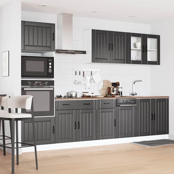vidaXL Kitchen Cabinet Set Black Engineered wood 7-piece set