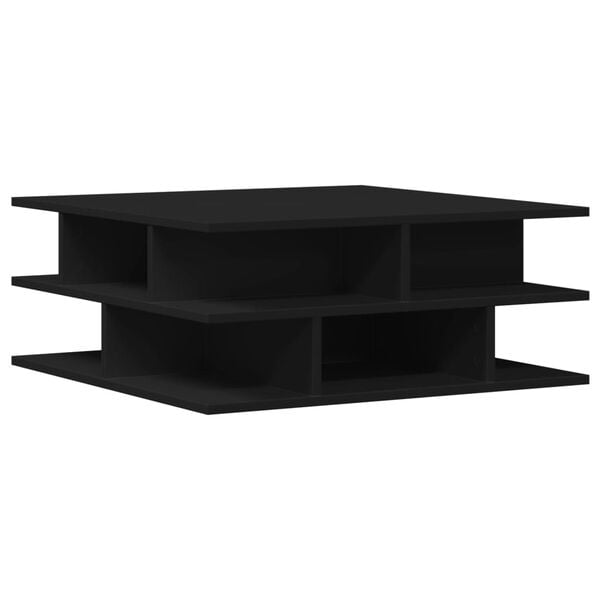 vidaXL Coffee Table Black Engineered Wood 27.6x27.6 in Coffee Table