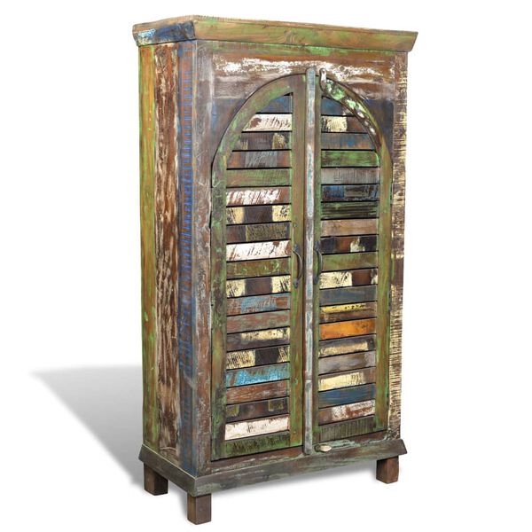 vidaXL Bookshelf Multicolor Reclaimed solid wood with iron handles Medium