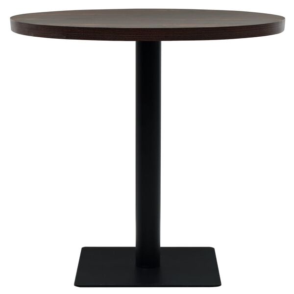 vidaXL Dining Table Dark Ash MDF, Steel 31.5 in Diameter Simple