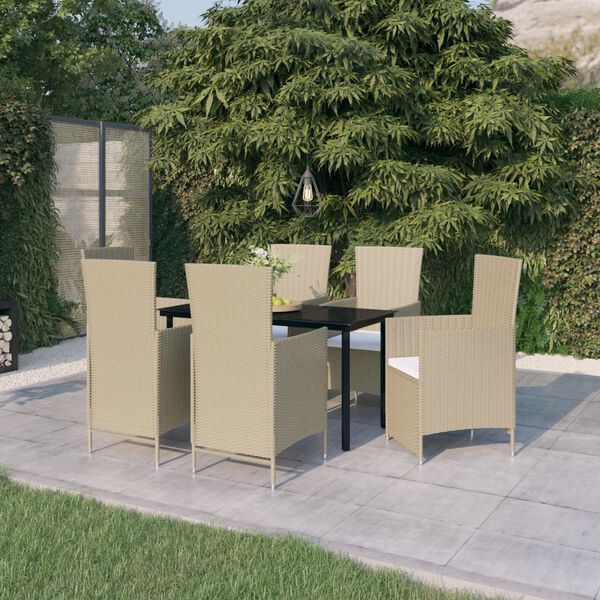 vidaXL Garden Dining Set Beige and Black