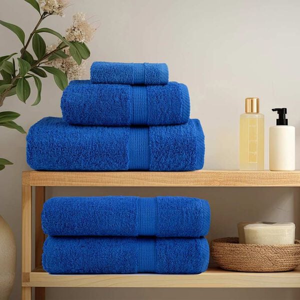 vidaXL Sauna Towel Set of 4 Blue 100% Cotton 31.5 x 78.7 in Blue Towel