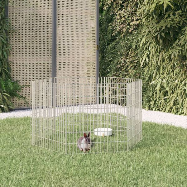 vidaXL Animal Enclosure Silver Galvanized iron 6-Panel