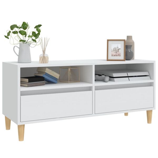 vidaXL TV Cabinet White Engineered wood, eucalyptus wood Medium