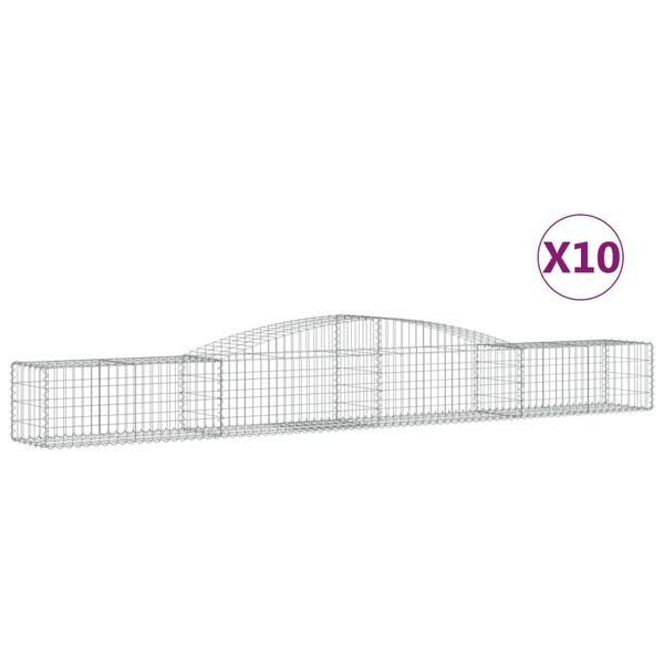 vidaXL Gabion Basket Set of 10 Silver Galvanized iron