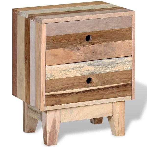 vidaXL Bedside Cabinet Beige Solid reclaimed wood Small Storage