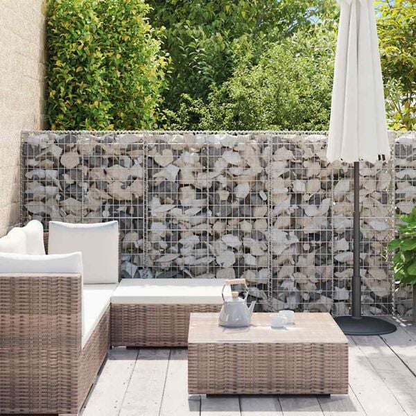 vidaXL Gabion Wall with Covers Galvanized Steel 354"x19.7"x59"