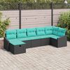 vidaXL Garden Sofa Set with Cushion 7 pcs Black Poly rattan