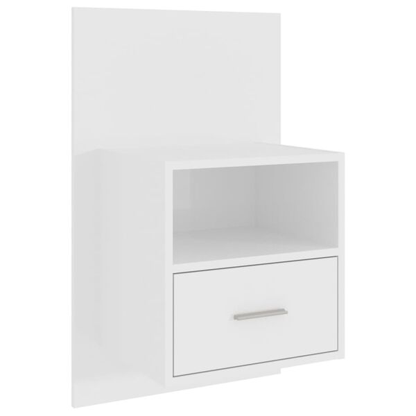 vidaXL Wall-mounted Bedside Cabinet High gloss white Engineered wood