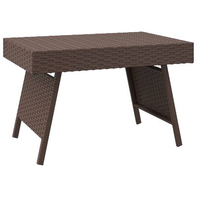 vidaXL Foldable Side Table Brown 23.6"x15.7"x15" Poly Rattan