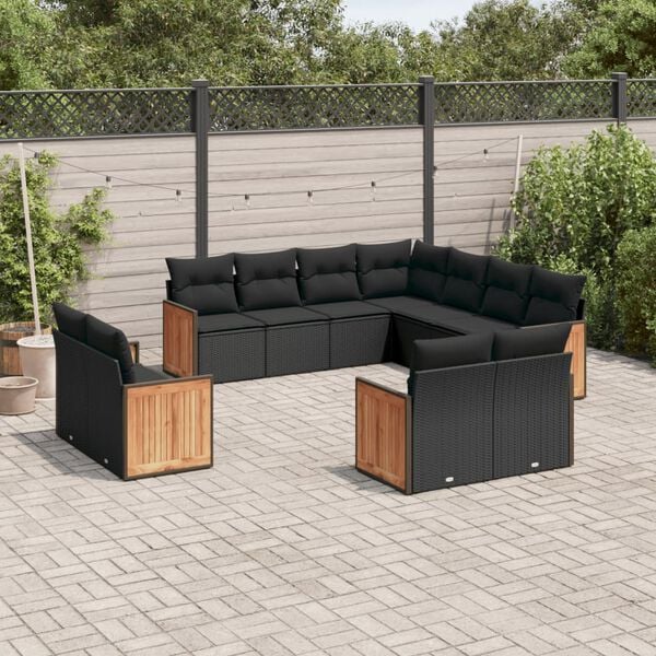 vidaXL Garden Sofa Set Black PE rattan Large Modular Garden Sofa Set